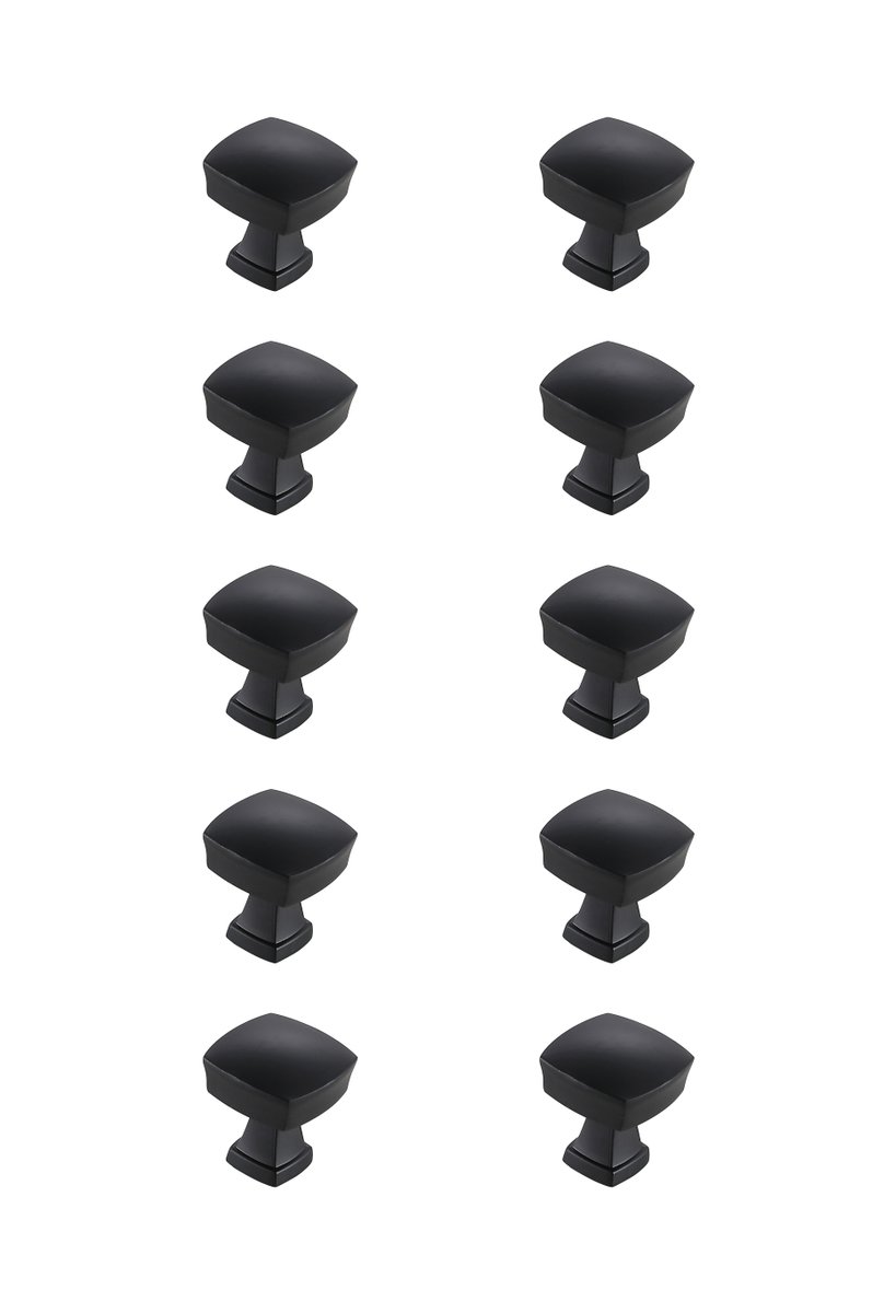 1.3 in. Irvin Multipack Square Knob, Matte Black - Pack of 10