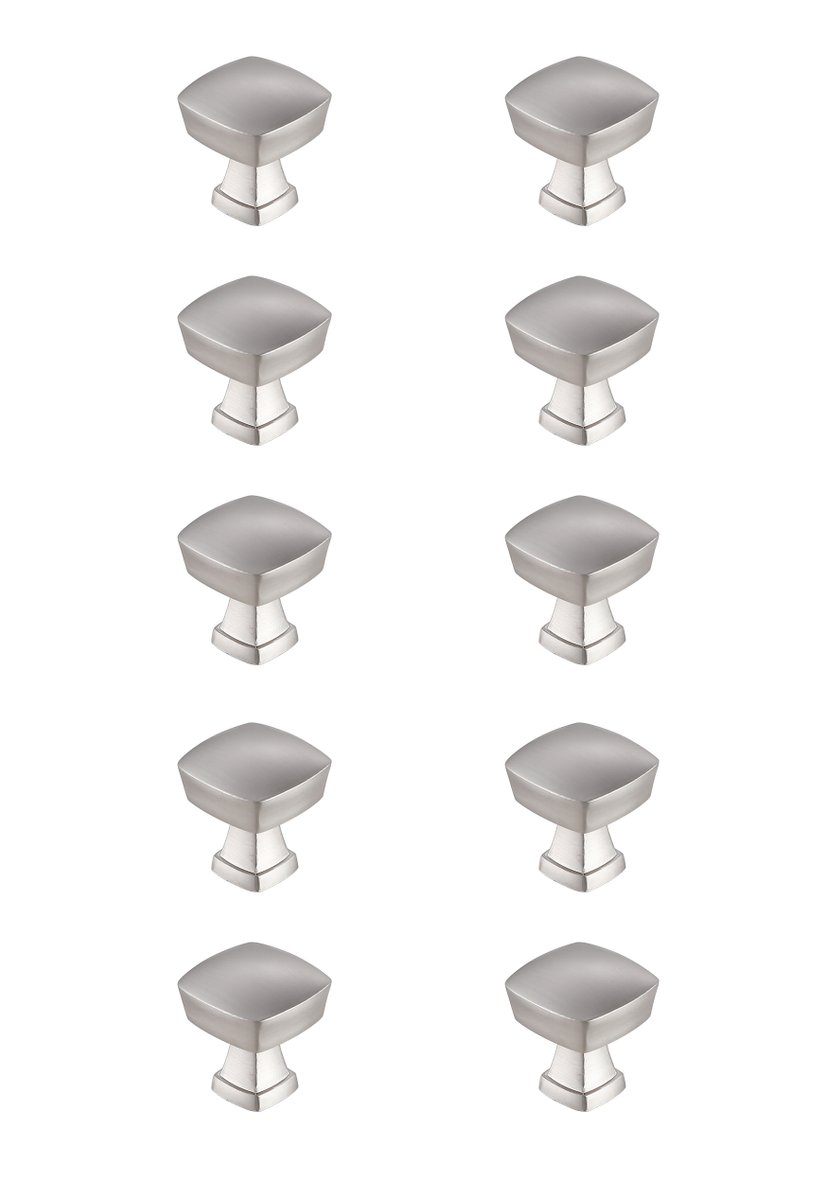 1.3 in. Irvin Multipack Square Knob, Brushed Nickel - Pack of 10