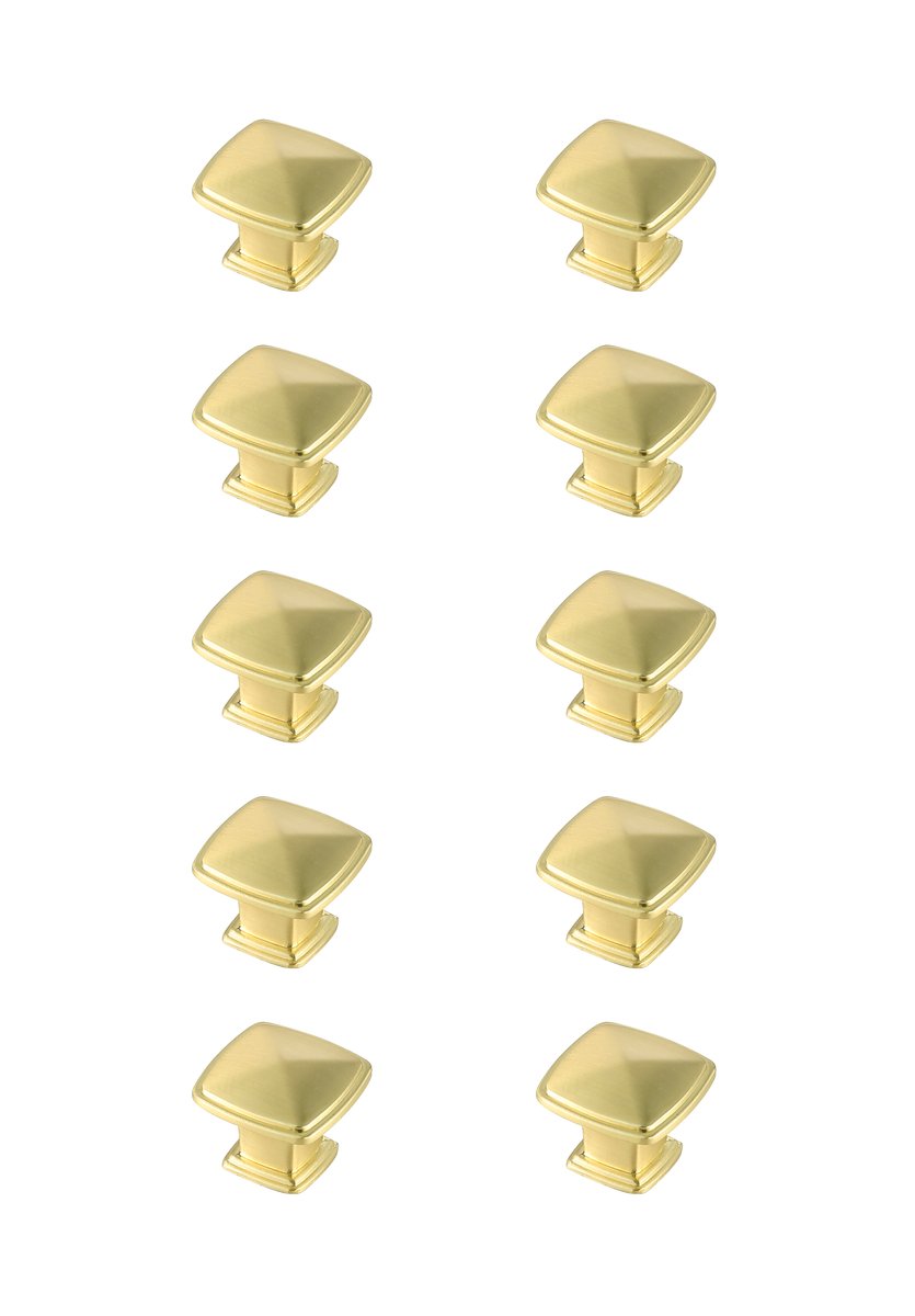 1.2 in. Marcel Multipack Square Knob, Brushed Gold - Pack of 10