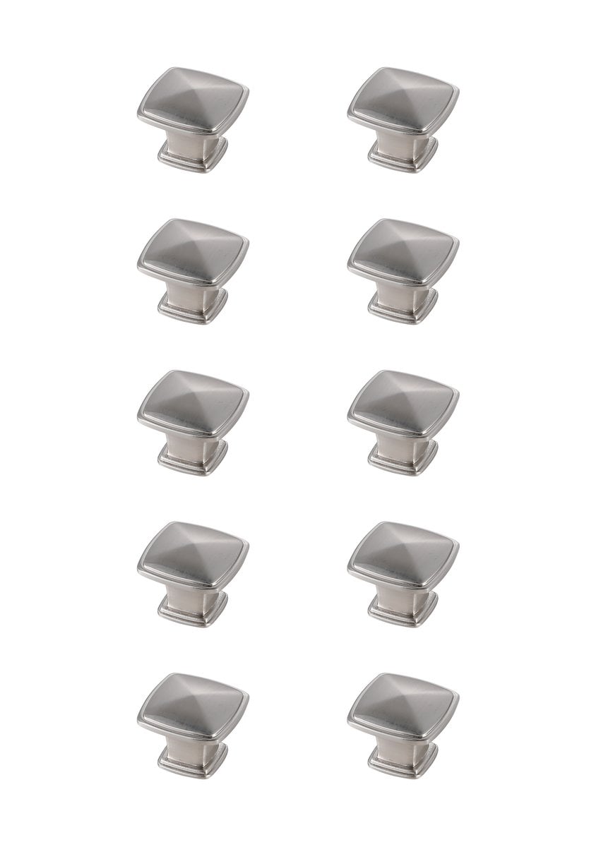 1.2 in. Marcel Multipack Square Knob, Brushed Nickel - Pack of 10