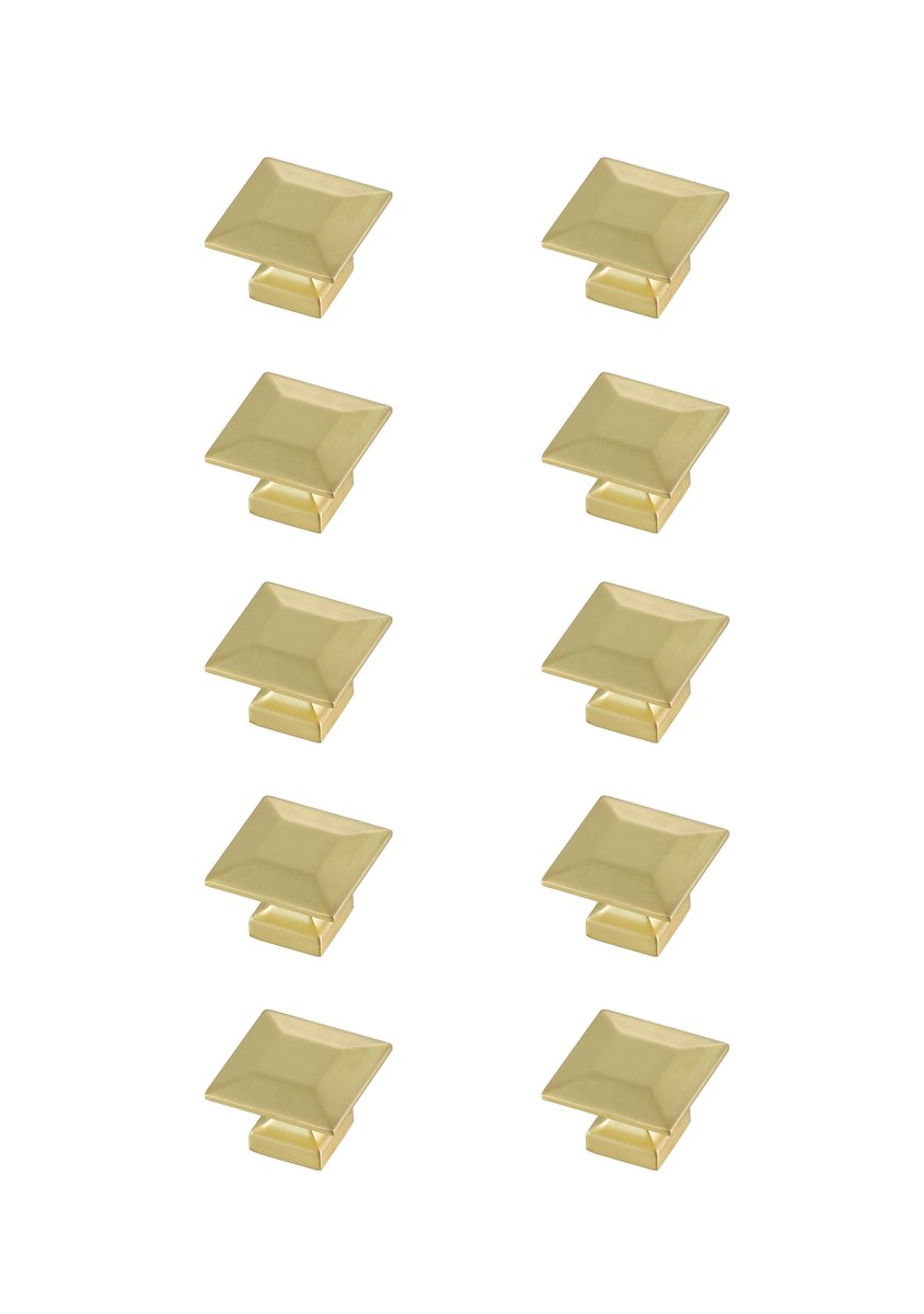 1.3 in. Cecil Multipack Square Knob, Brushed Gold - Pack of 10