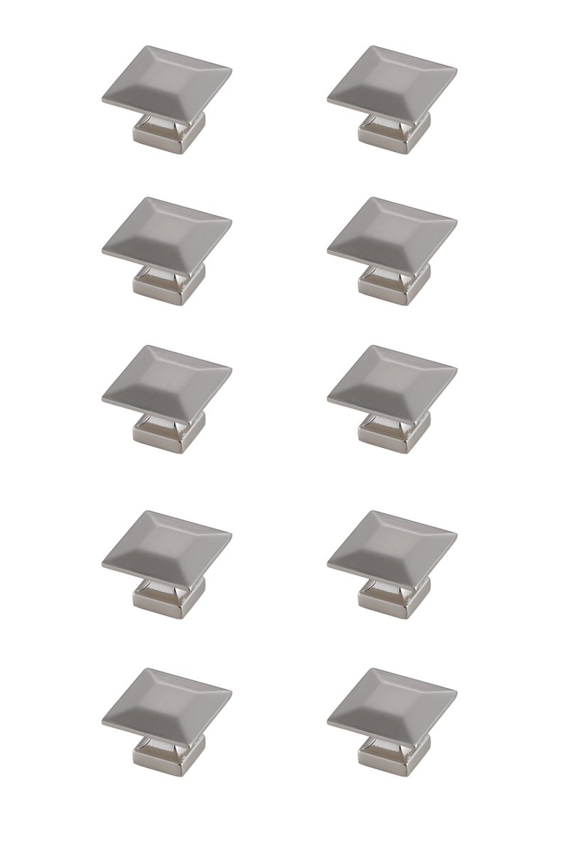 1.3 in. Cecil Multipack Square Knob, Brushed Nickel - Pack of 10