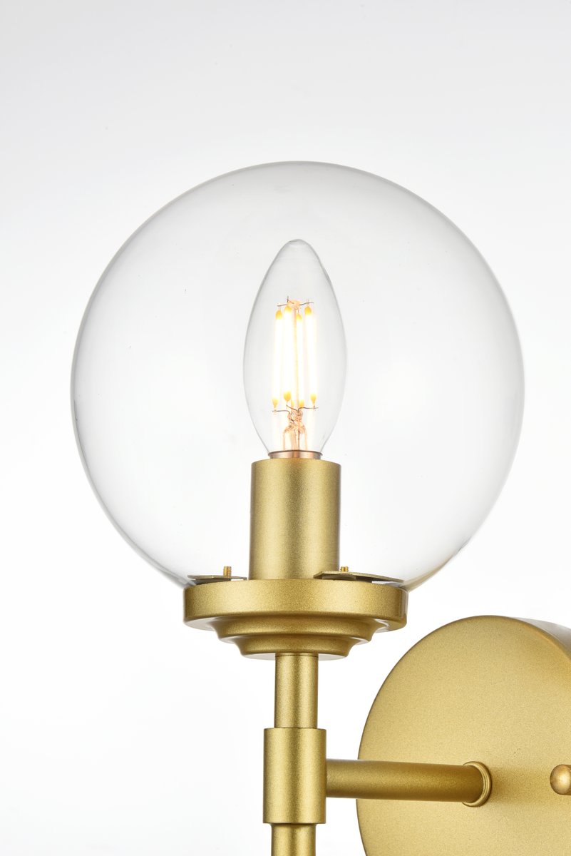 6.9 in. Ingrid 1 Light Brass & Clear Bath Sconce