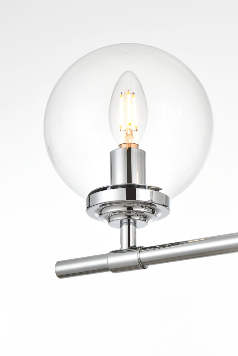 6.9 in. Ingrid 4 Light Chrome & Clear Bath Sconce