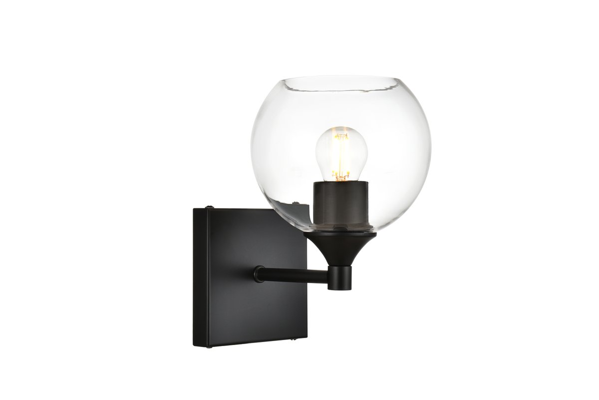 7.6 in. Foster 1 Light Black & Clear Bath Sconce