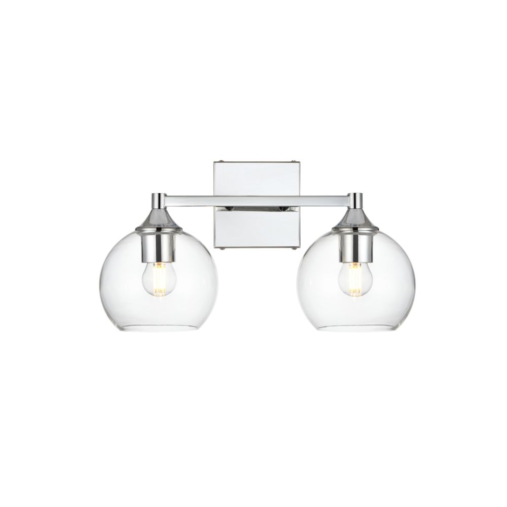 Foster 2-Light Chrome Bath Sconce - Chrome & Clear - 16 in. - Dimmable