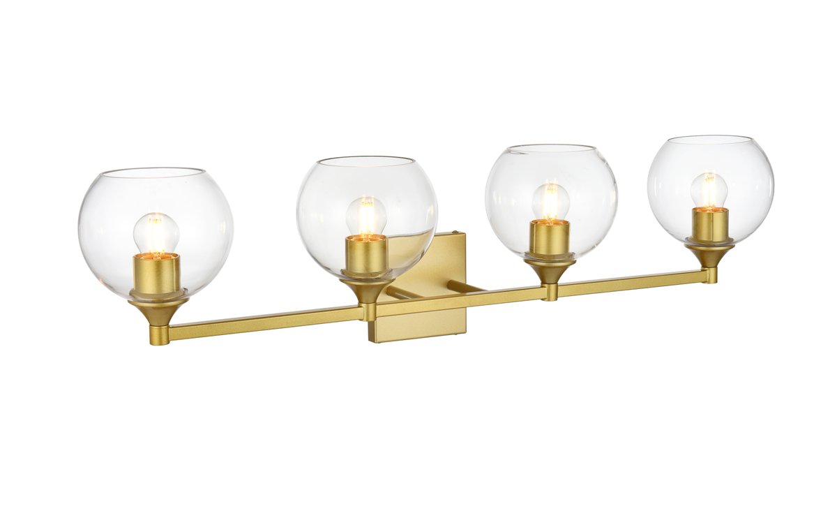 7.6 in. Foster 4 Light Brass & Clear Bath Sconce