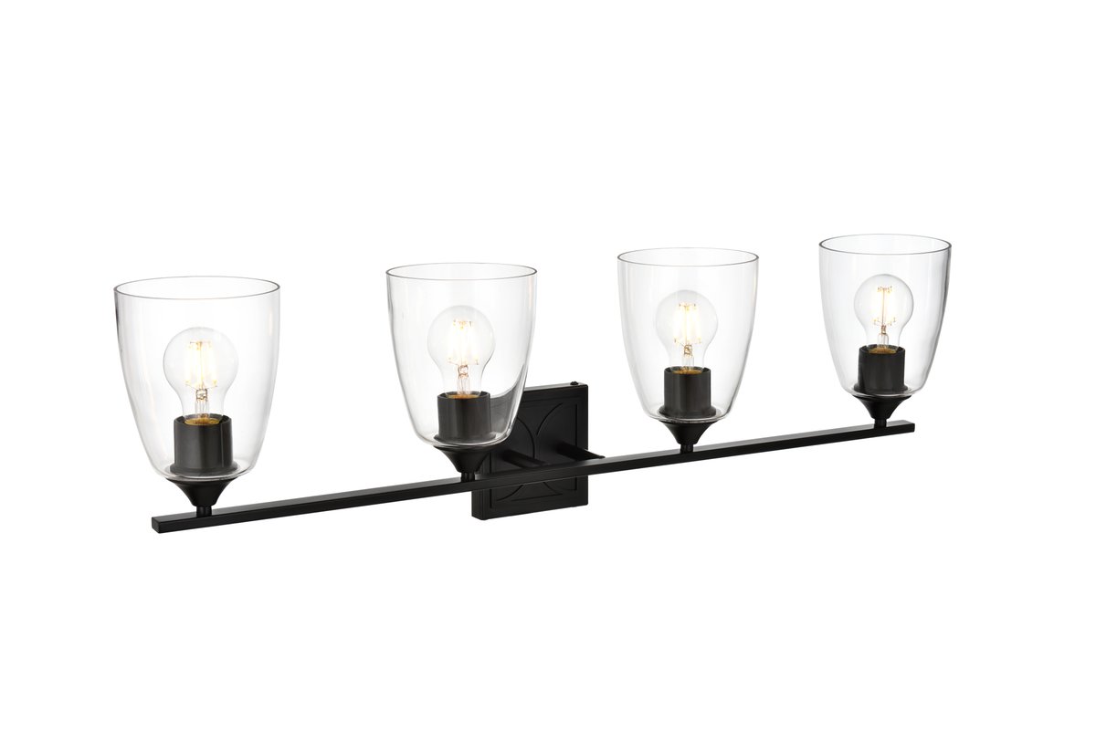 6.5 in. Harris 4 Light Black & Clear Bath Sconce