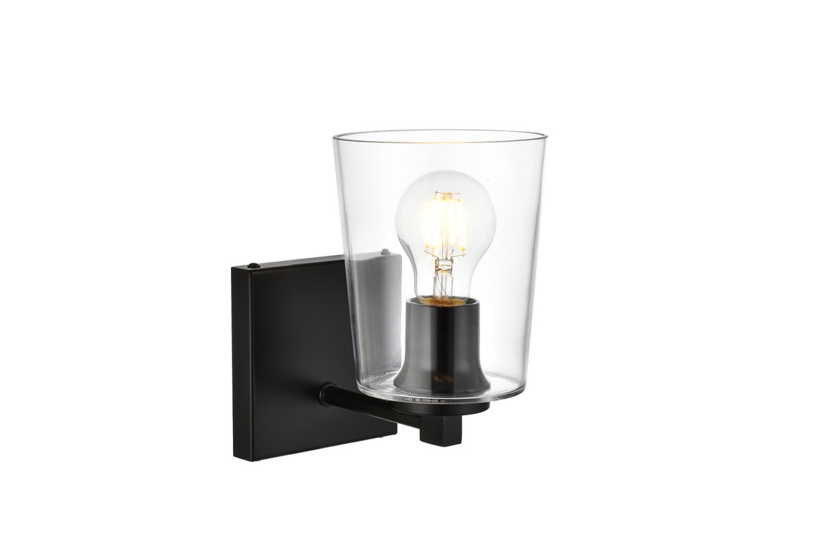 7.4 in. Kacey 1 Light Black & Clear Bath Sconce