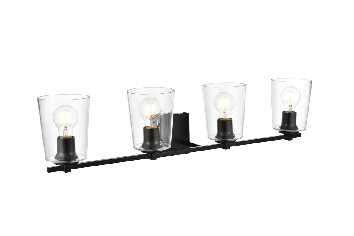 7.4 in. Kacey 4 Light Black & Clear Bath Sconce