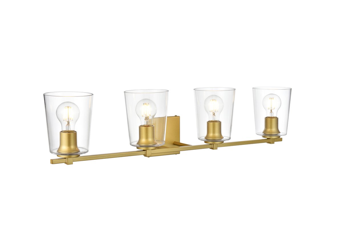7.4 in. Kacey 4 Light Brass & Clear Bath Sconce