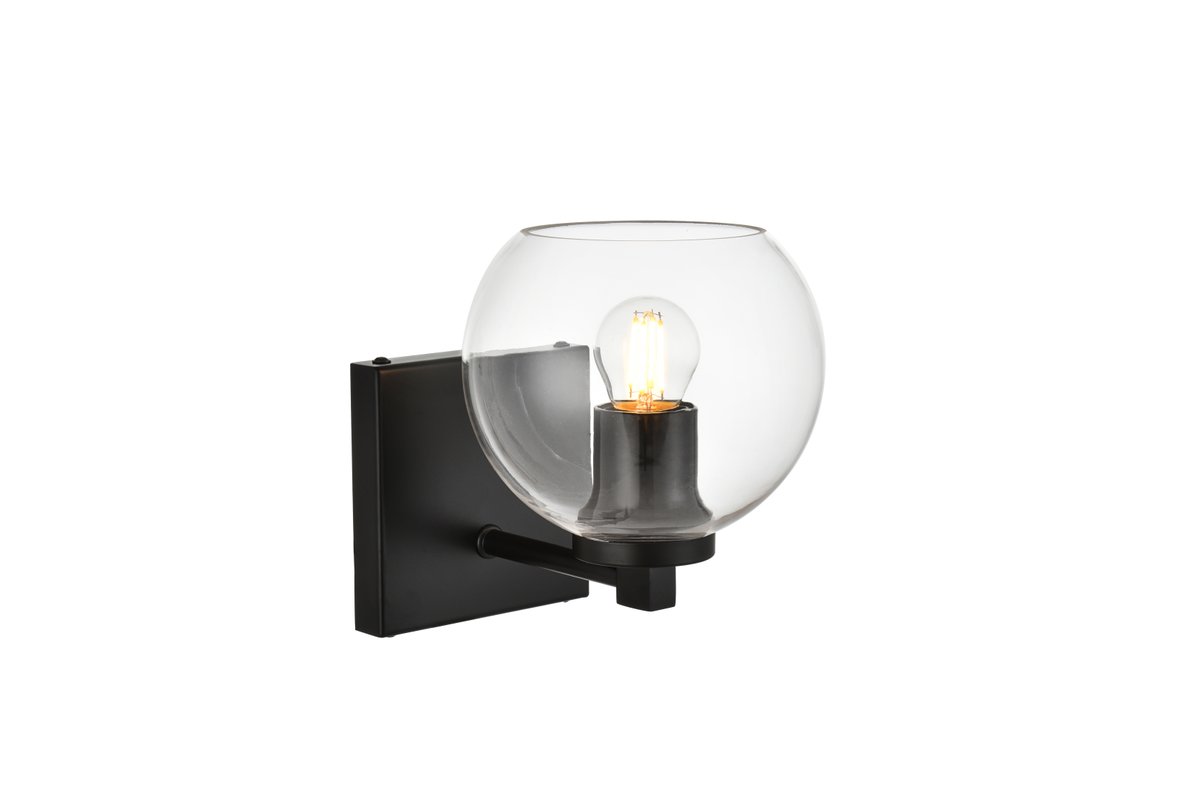 7.9 in. Juelz 1 Light Black & Clear Bath Sconce