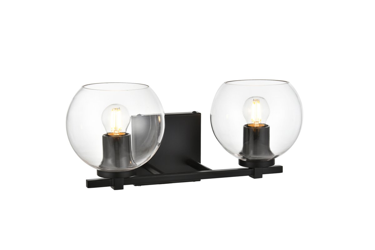7.9 in. Juelz 2 Light Black & Clear Bath Sconce