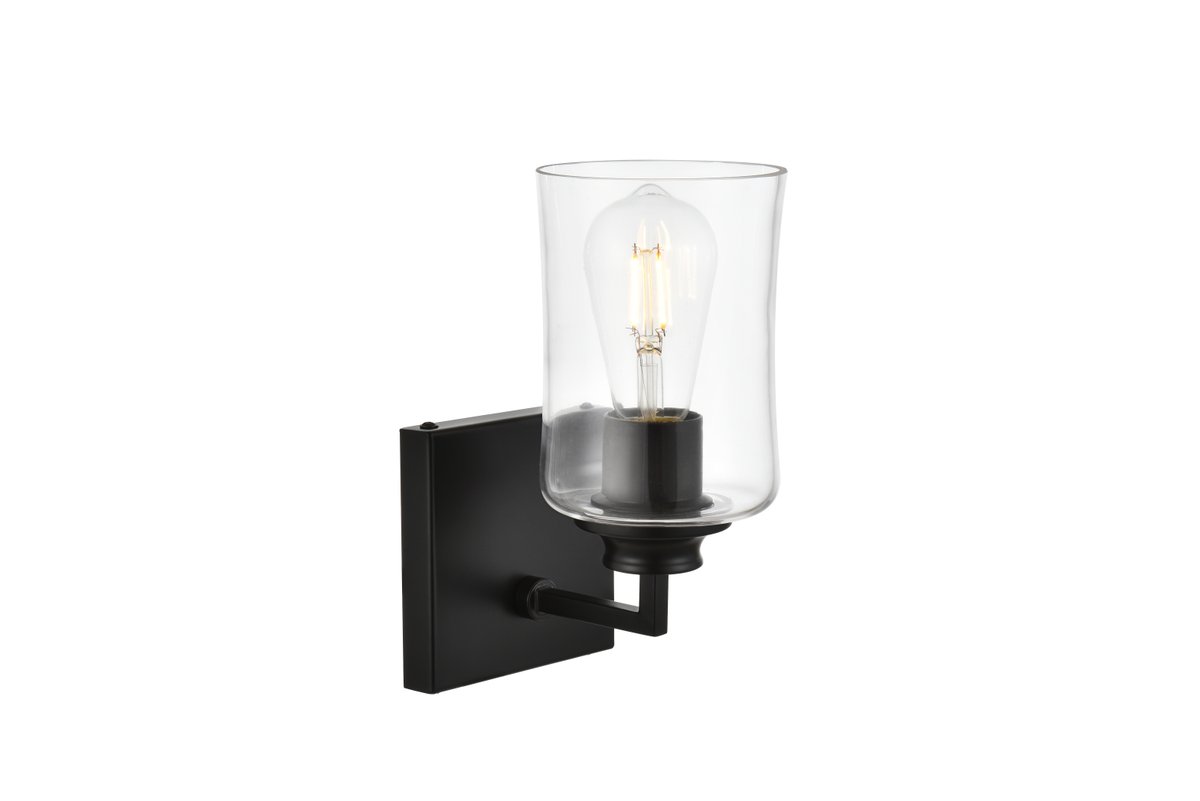 6 in. Ronnie 1 Light Black & Clear Bath Sconce