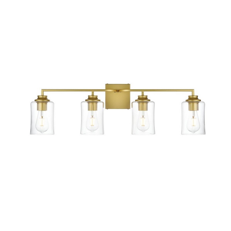Picture of Living District LD7314W32BRA 32 in. Ronnie 4 Lights Wall-Mounted Bath Sconce Light, Brass