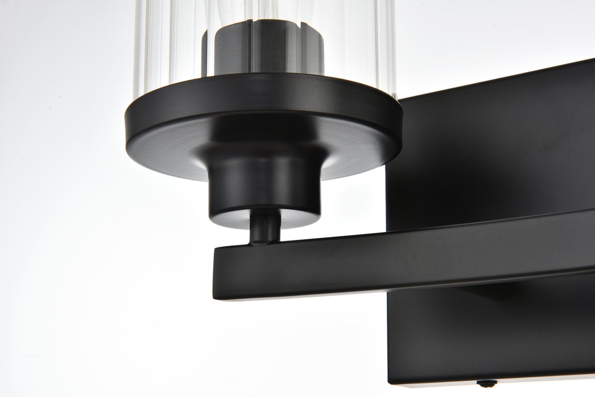 5.6 in. Saanvi 2 Light Black & Clear Bath Sconce