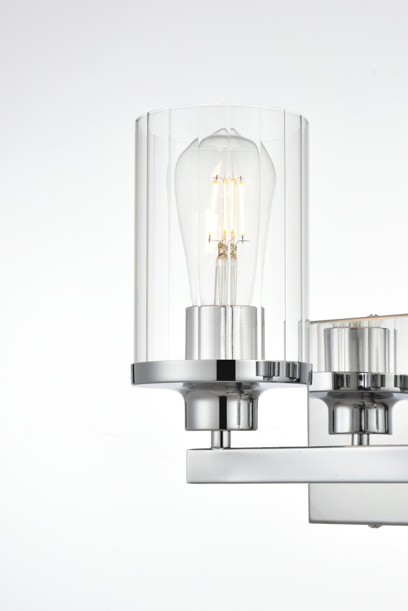5.6 in. Saanvi 2 Light Chrome & Clear Bath Sconce
