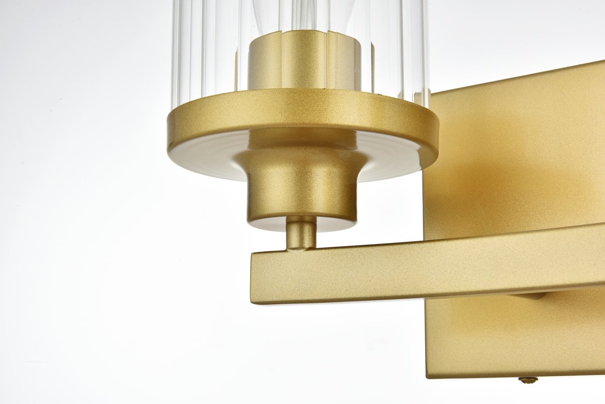 5.6 in. Saanvi 2 Light Brass & Clear Bath Sconce