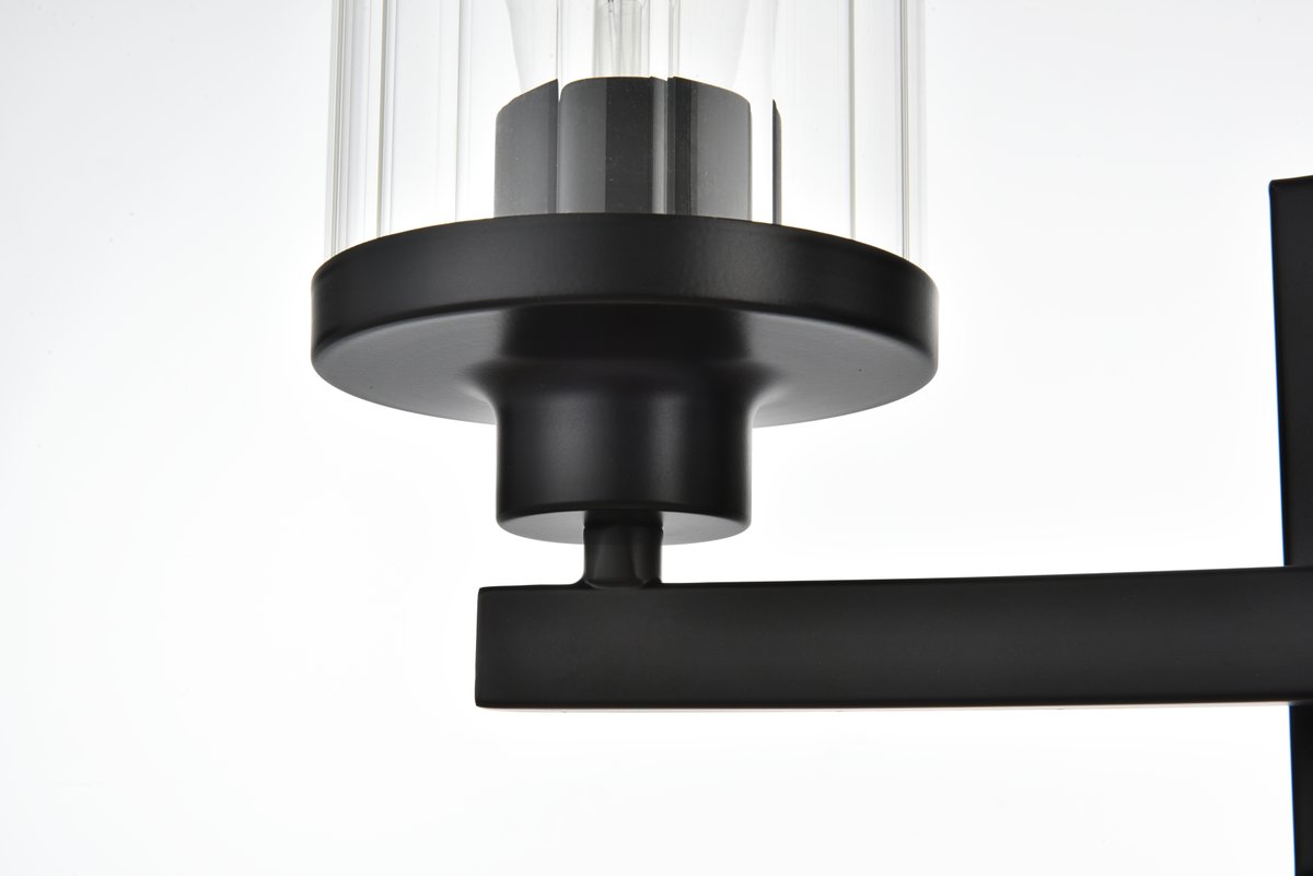5.6 in. Saanvi 3 Light Black & Clear Bath Sconce
