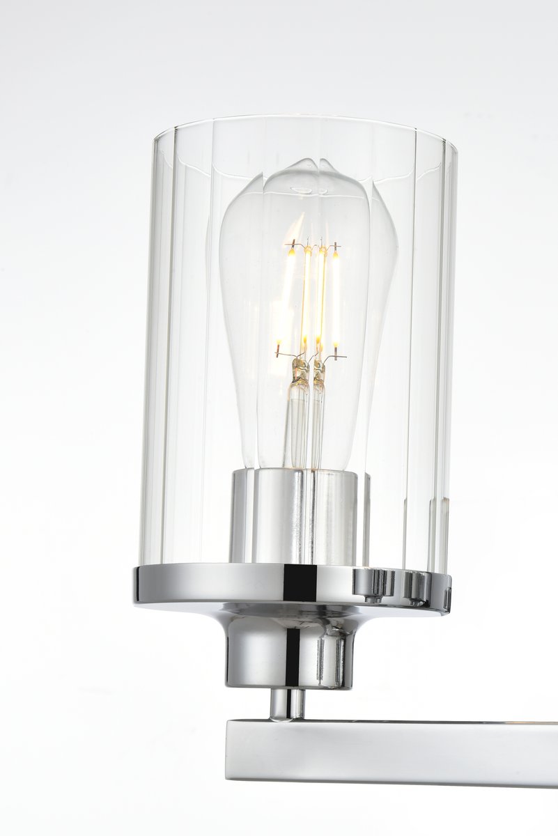 5.6 in. Saanvi 3 Light Chrome & Clear Bath Sconce