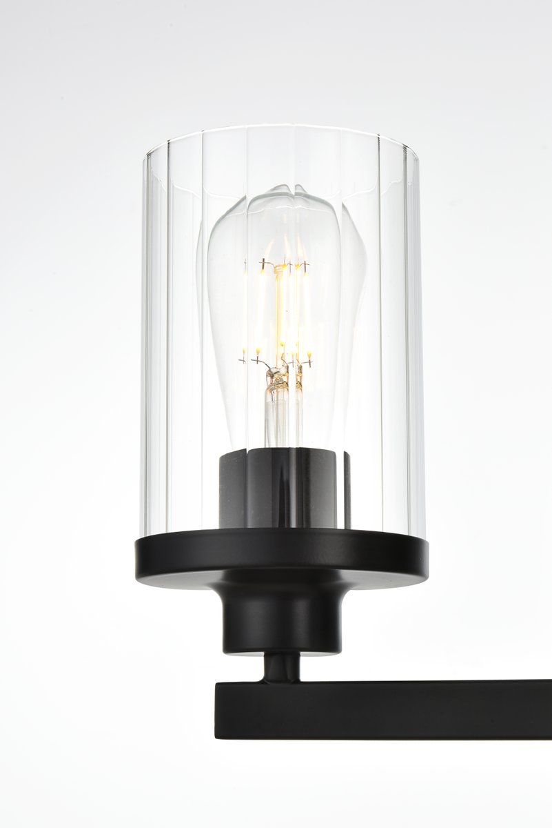 5.6 in. Saanvi 4 Light Black & Clear Bath Sconce