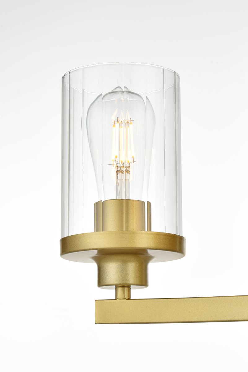 5.6 in. Saanvi 4 Light Brass & Clear Bath Sconce