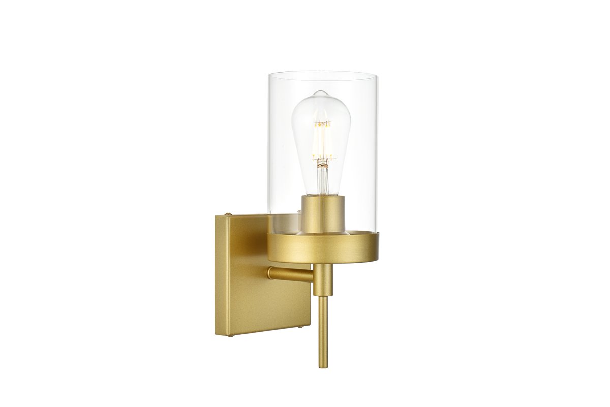 5.8 in. Benny 1 Light Brass & Clear Bath Sconce