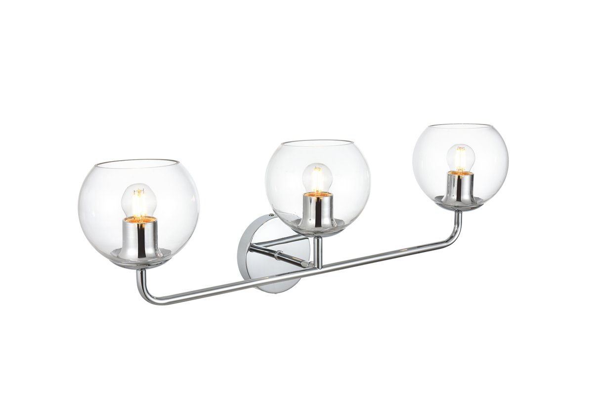 110 V Three Light Vanity Wall Lamp, Chrome
