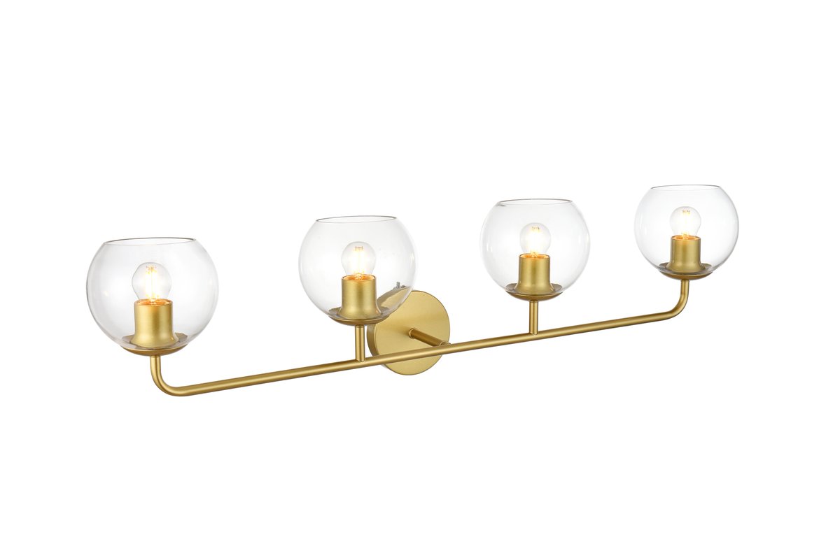 110 V E26 Four Light Vanity Wall Lamp, Brass