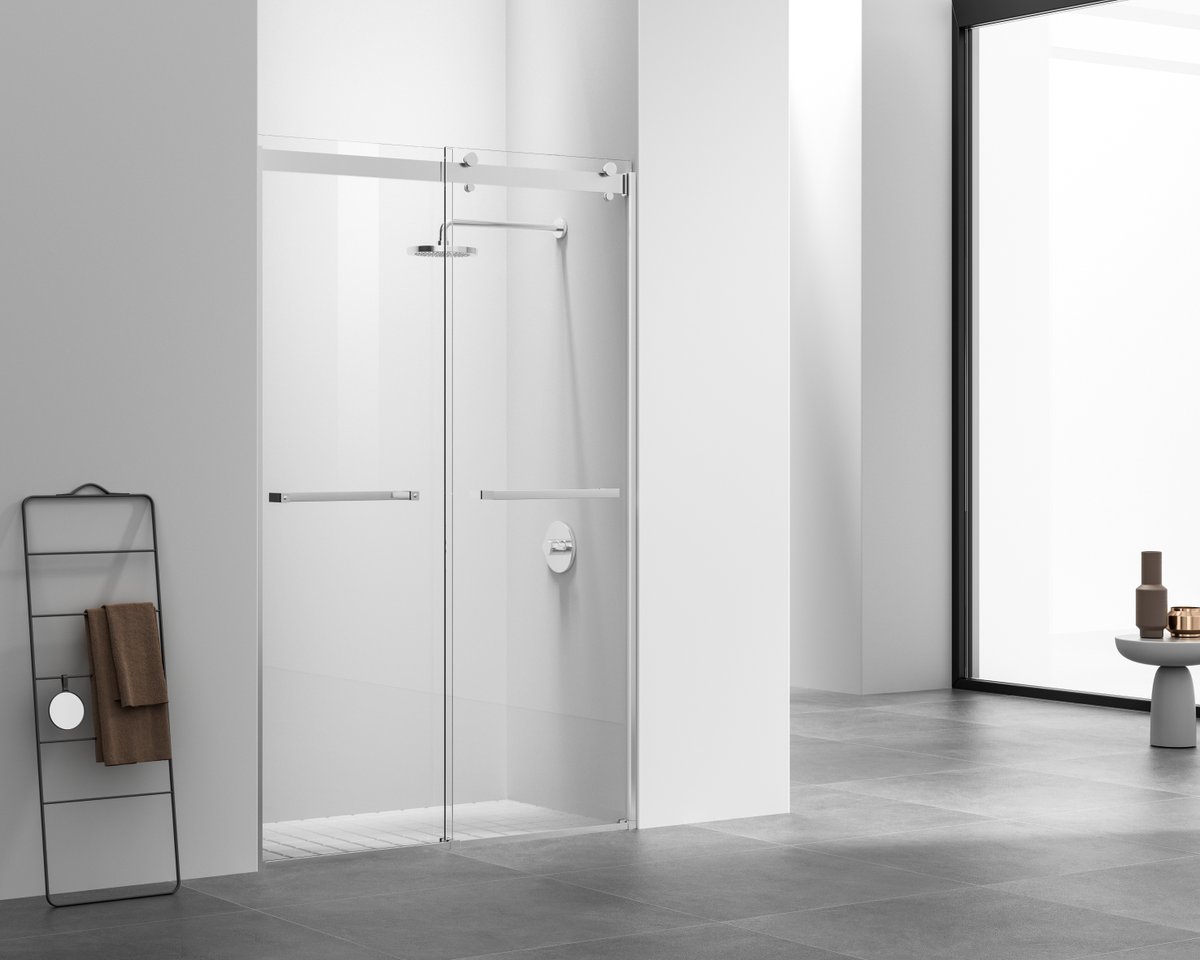 SD202-4876PCH 48 x 76 in. Darwin Frameless Shower Door, Polished Chrome -  Elegant Kitchen & Bath