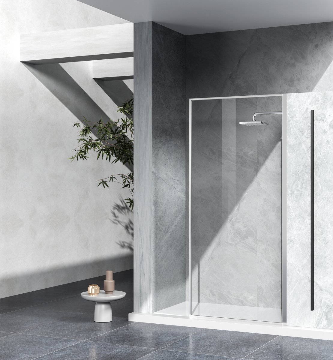 Tempered Glass & Metal Shower Door, Polished Chrome