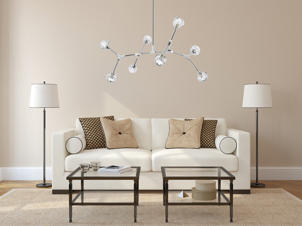 Elegant Lighting 3508D45C 70 in. Zayne 8-Light Chandelier Lamp, Chrome & Clear -  Elegant Furniture & Lighting