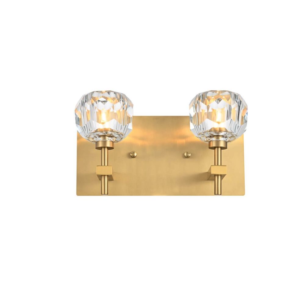 Graham Gold & Clear 2-Light Bathroom Wall Sconce Lighting