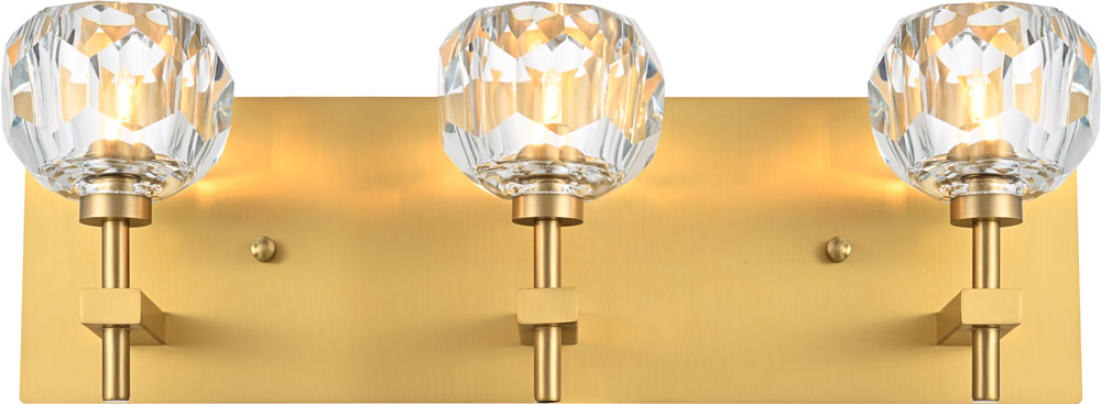 Graham Gold & Clear 3-Light Bathroom Wall Light Sconce