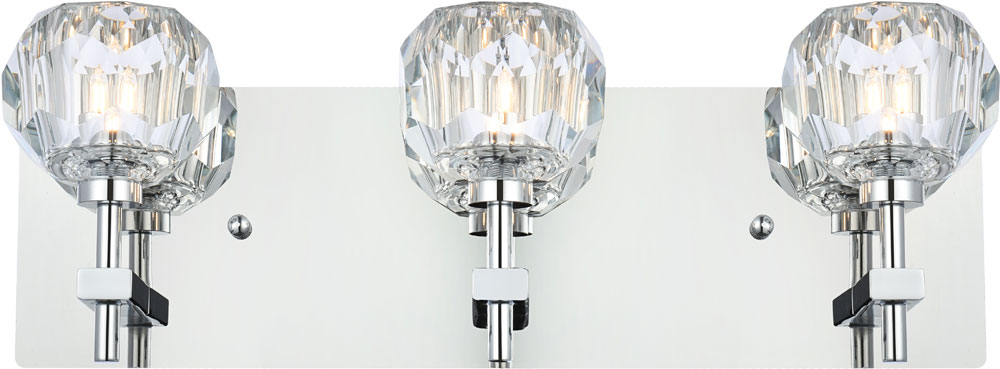 Graham Chrome & Clear 3-Light Bathroom Wall Vanity Light