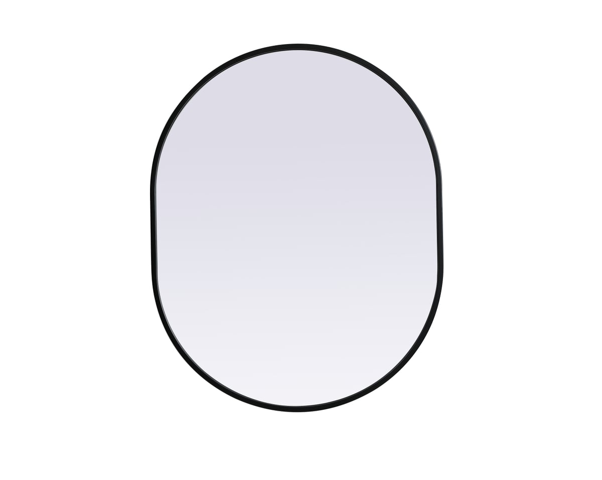 24 x 30 in. Metal Frame Oval Mirror, Black