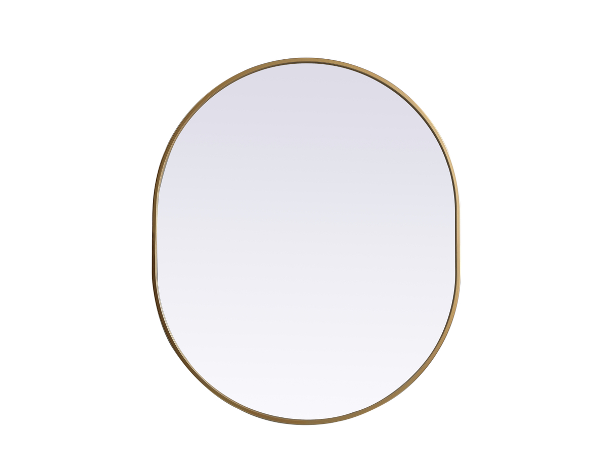 30 x 36 in. Metal Frame Oval Mirror, Brass
