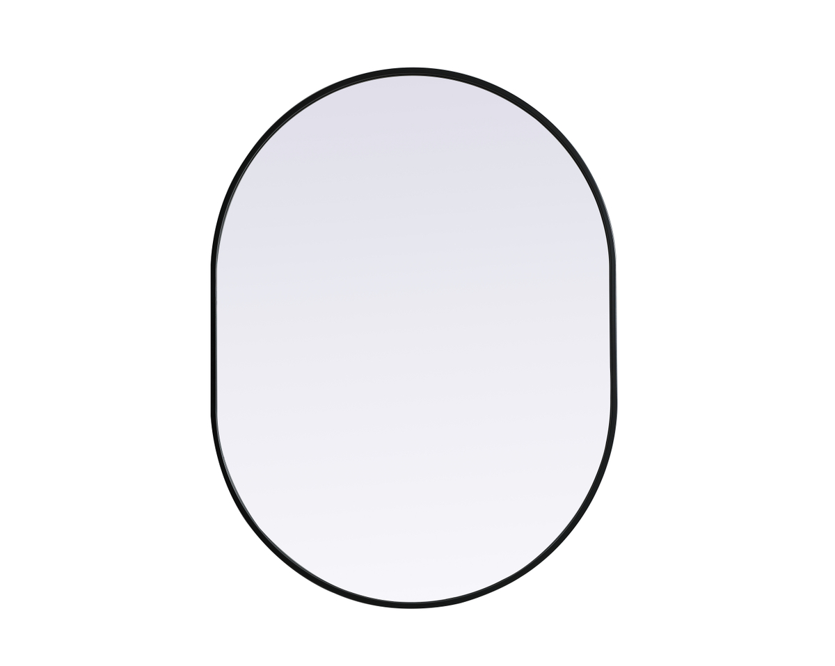 30 x 40 in. Metal Frame Oval Mirror, Black