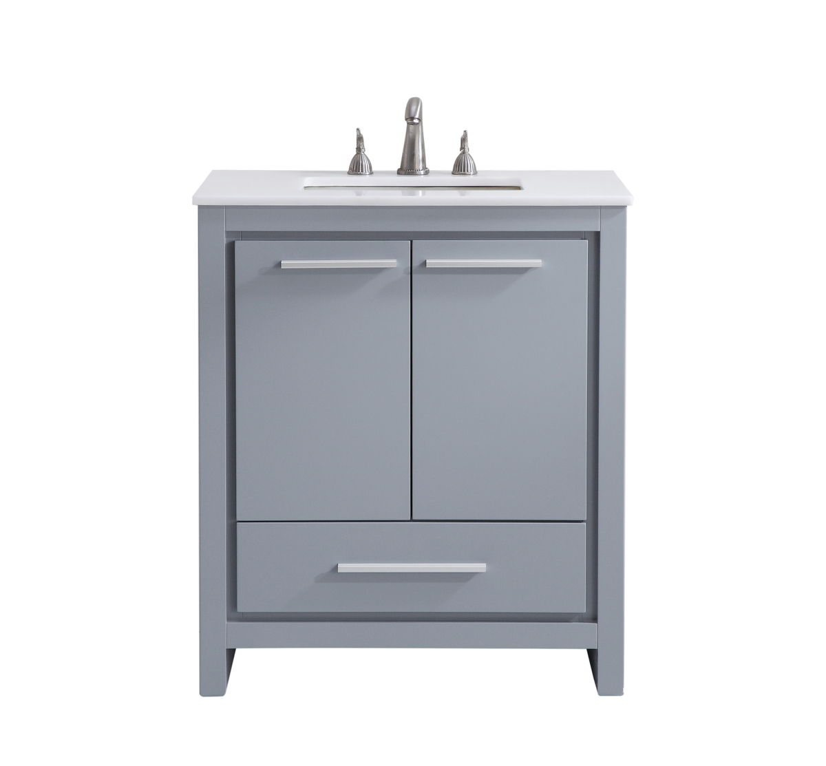 30 in. Single Bathroom Vanity with Ivory White Engineered Marble, Grey