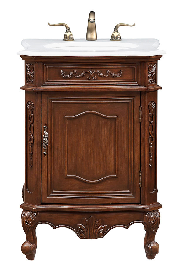 VF-1031-VW 24 in. Single Bathroom Vanity with Ivory White Engineered Marble, Coffee