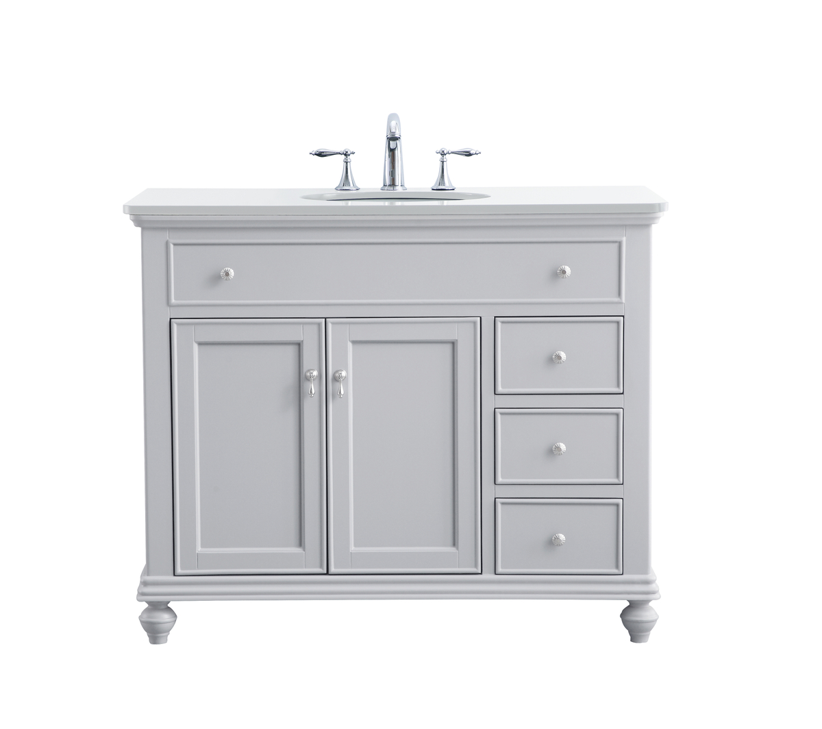42 in. Single Bathroom Vanity with Ivory White Engineered Marble, Light Grey
