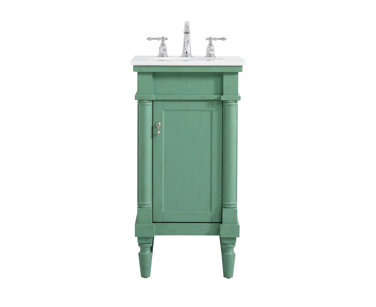 VF13018VM-VW 18.5 in. Single Bathroom Vanity with Ivory White Engineered Marble, Vintage Mint