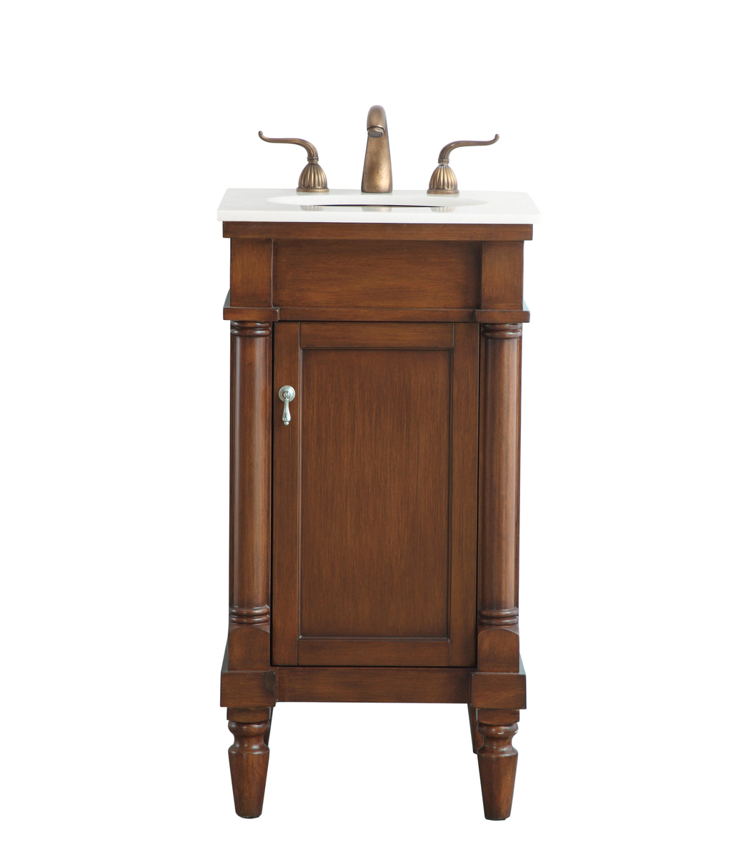VF13018WT-VW 18 in. Single Bathroom Vanity with Ivory White Engineered Marble, Walnut