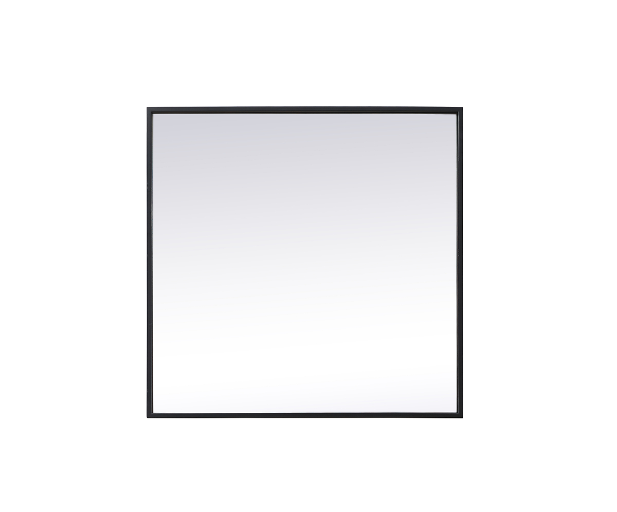 24 in. Metal Frame Square Mirror, Black
