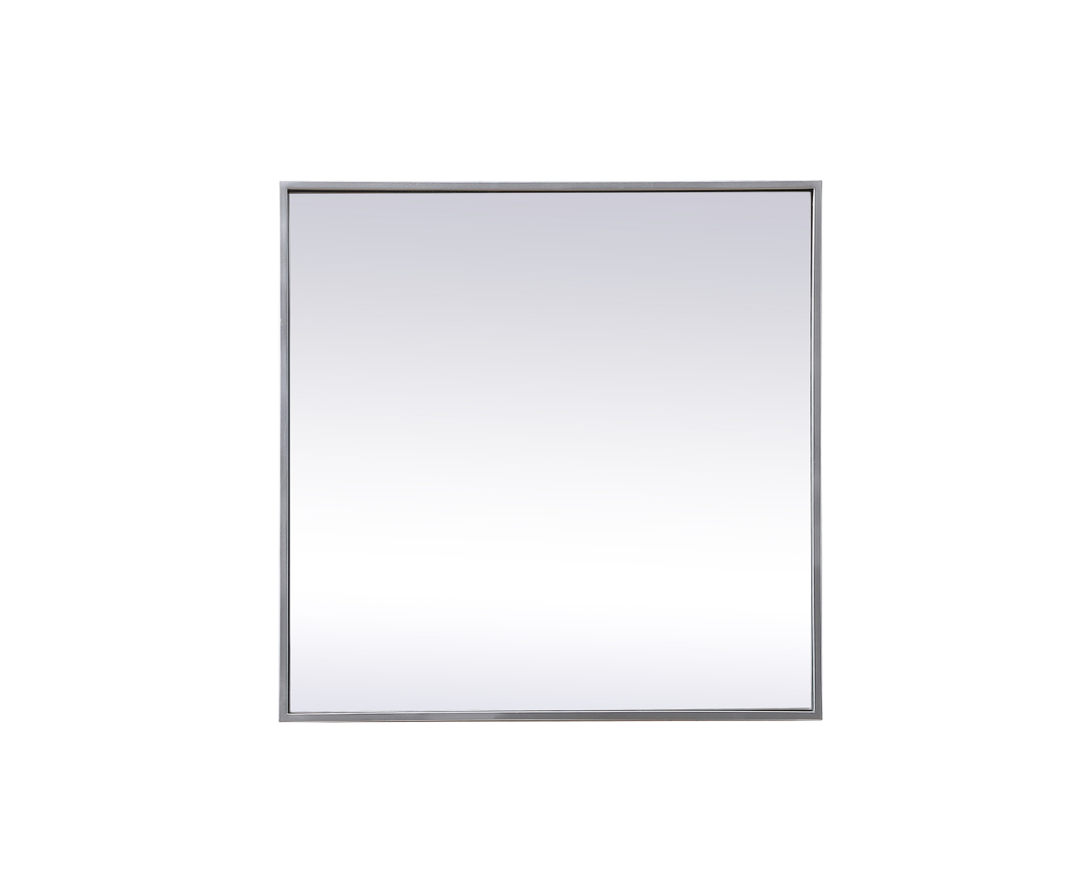 24 in. Metal Frame Square Mirror, Silver