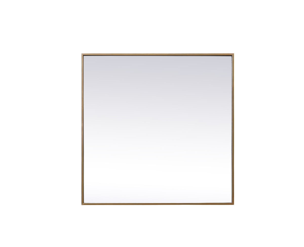 30 in. Metal Frame Square Mirror, Brass