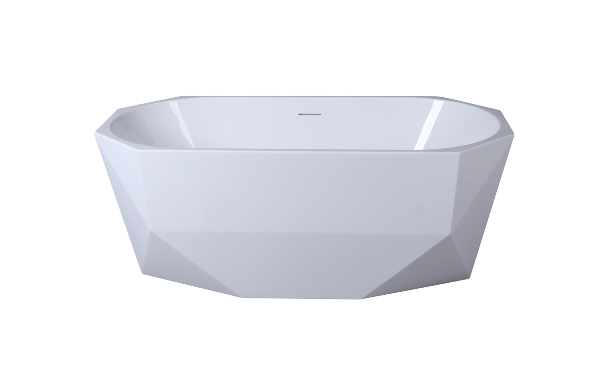 59 in. Soaking Diamond Style Bathtub, Glossy White
