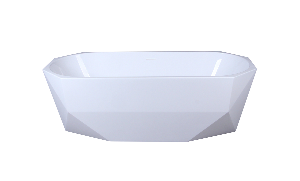 67 in. Soaking Diamond Style Bathtub, Glossy White