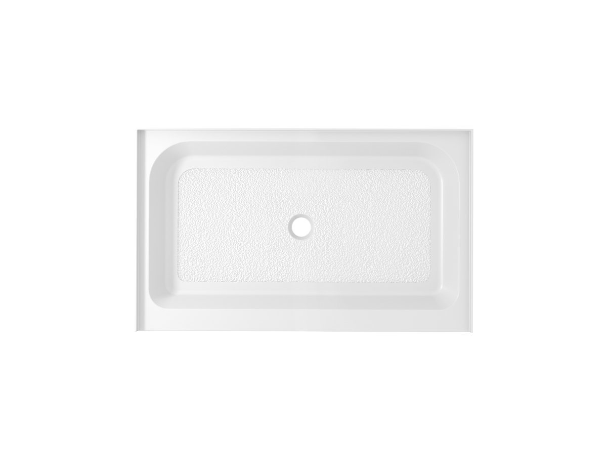 48 x 32 in. Single Threshold Shower Tray Center Drain, Glossy White