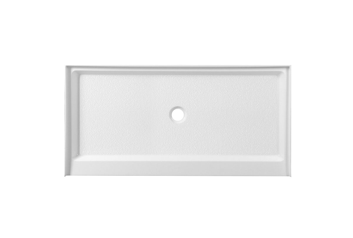 60 x 30 in. Single Threshold Shower Tray Center Drain, Glossy White
